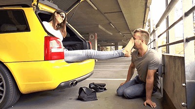 Boot Eating And Nylon Smelling In The Parking Garage