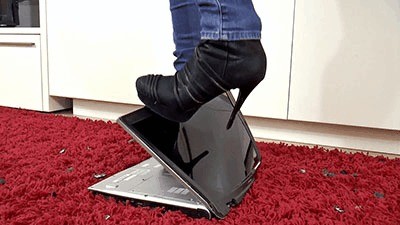 Laptop Fully Crushed By High Heels