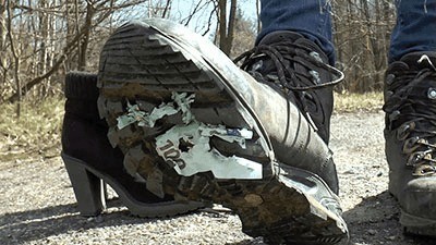 Testing Boots For Crushing Slave’s Money